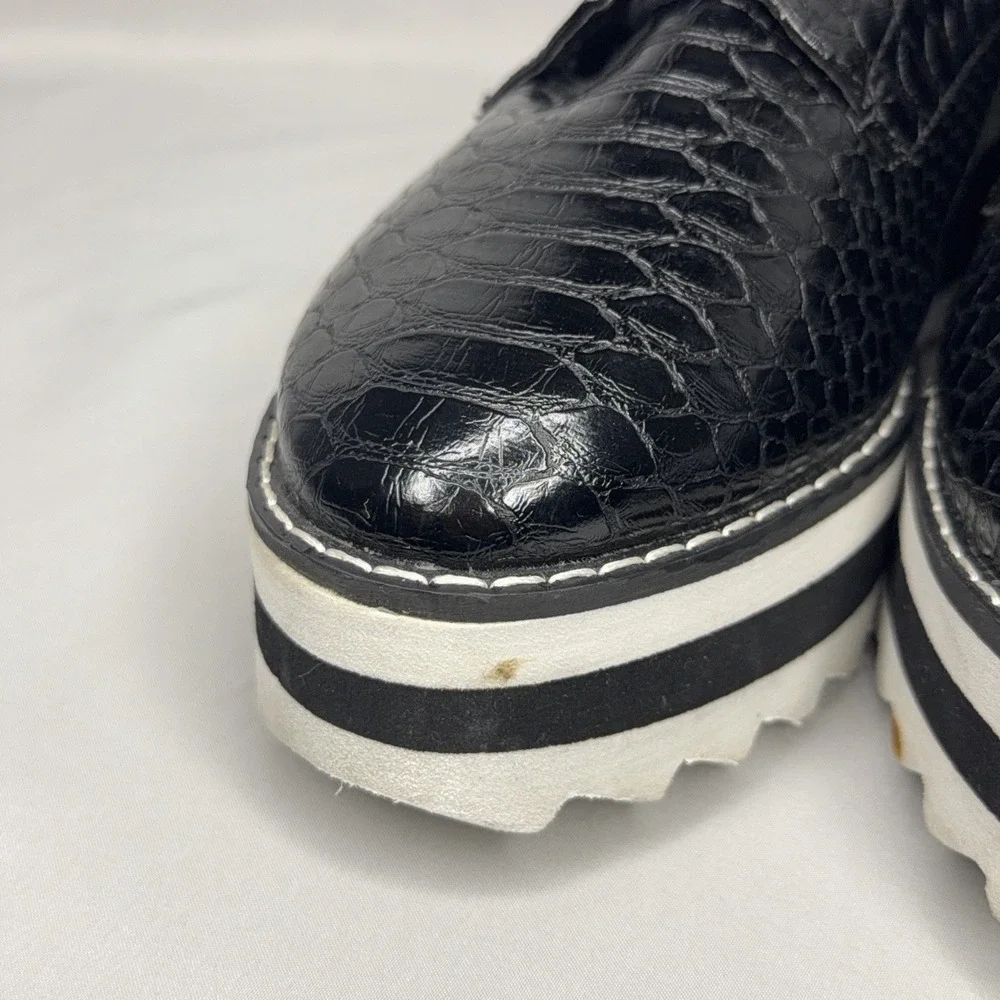 Madden Girl Marshall Platform Oxfords 9 Black Snakeskin Goth Lug Sole Grunge